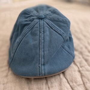 Blue Cotton Newsboy Cap - Unbranded